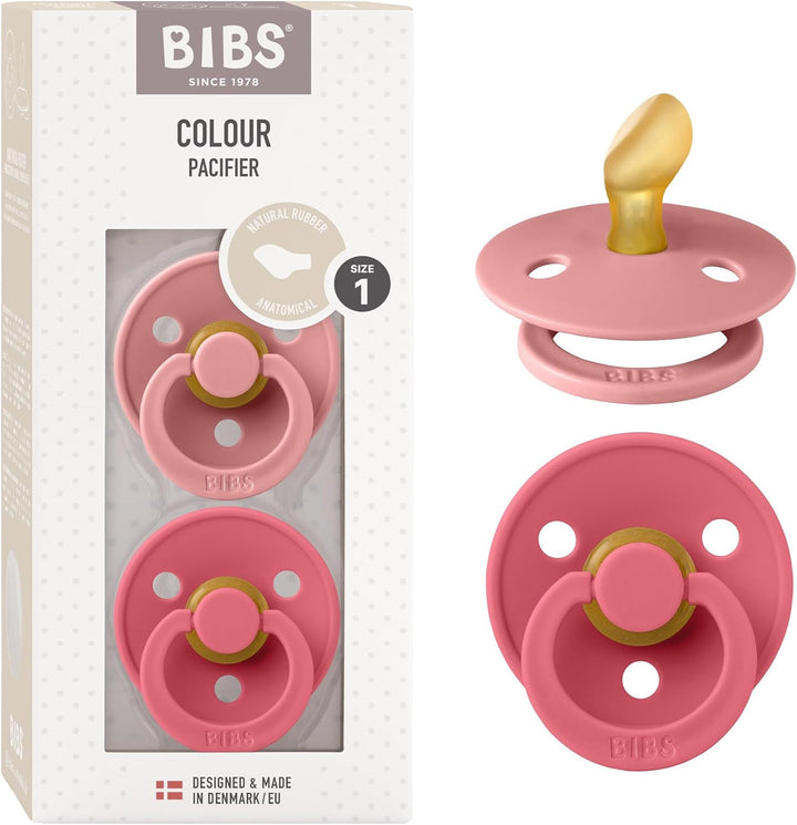 Colour Anatomical Soother 2-Pack, BPA Free Dummy Pacifier, Orthodontic Nipple. Natural Rubber Latex, Made in Denmark. 0-6 Months (Pack of 2), Sand/Iron
