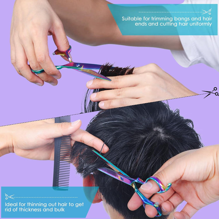 Hairdressing Scissors Thinning Scissors Set - 6.0 Inch + Presentation Case/Box + Black Comb + Thinning Hair Comb + Black Hair Clip