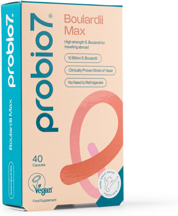 Probio7 Boulardii Max | Saccharomyces Boulardii Supplement for Gut Repair & Digestive Health | 10 Billion CFU, Probiotics for Gut Health Support - 40 Capsules