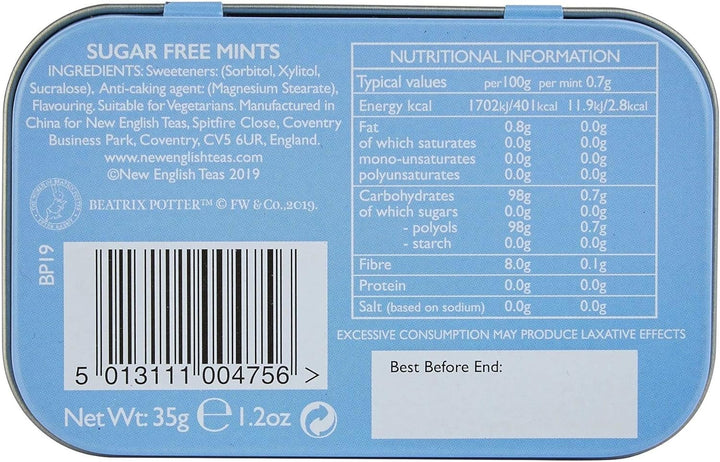 Beatrix Potter Peter Rabbit Sugar Free Mints & Tin (35G) - Literary Souvenir Gift