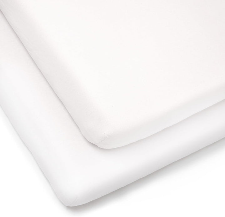 Pram/ Crib Cotton Jersey Fitted Sheets (Pack of 2, White)
