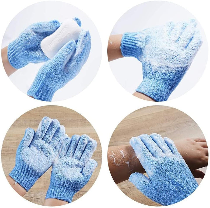 8 PCS Exfoliating Gloves, Bamboo Exfoliator Mitt, Body Exfoliating Wash Glove Dead Skin Remover Shower Body Scrub Gloves for Adults and Kids, Ingrown(Blue, White, Pink, Orange)