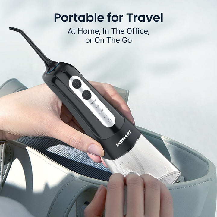 Cordless Water Dental Flosser Teeth Cleaner,  Professional 300ML Tank DIY Mode Rechargeable Dental Oral Irrigator for Home and Travel, IPX7 Waterproof 6 Modes Irrigate Oral Care (Black)