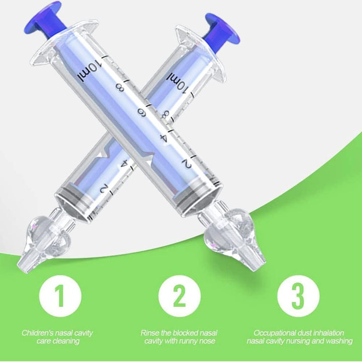 2Pcs Baby Nasal Aspirator, 10Ml Nasal Irrigator, Reusable Silicone Nasal Suction Tip, Nasal Irrigator for Baby, Nose Cleaner Rinsing Device, Safe and Comfortable