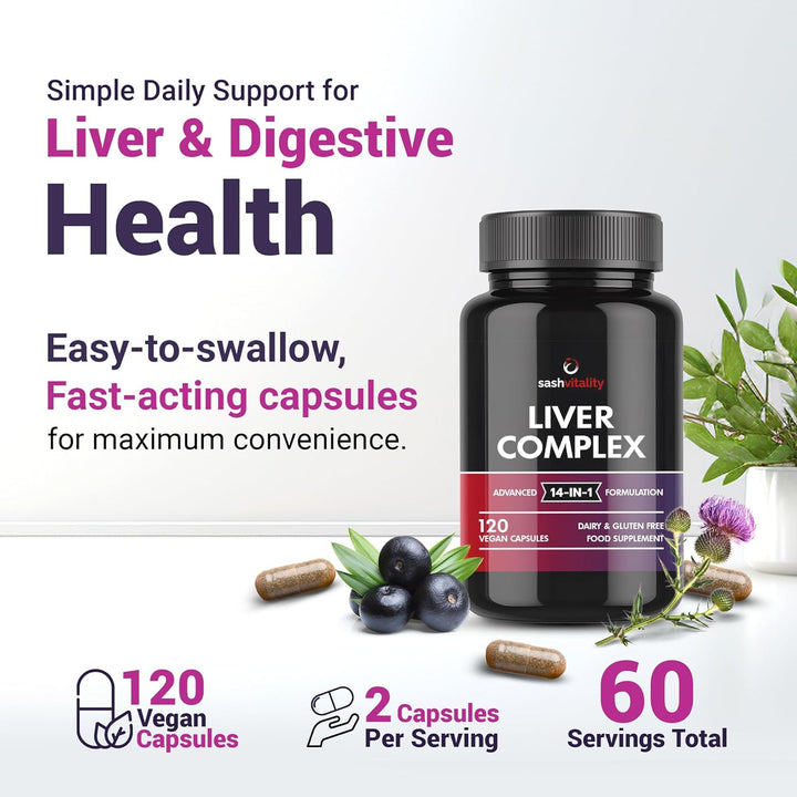 Liver Care & Detox Capsules High Strength | Milk Thistle, Artichoke, Dandelion & Choline | Essential Natural Ingredients for Healthy Liver Function | 120 Vegan Capsules