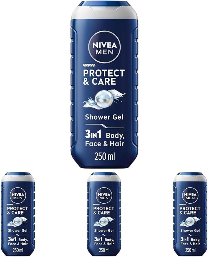Protect & Care Shower Gel (250 Ml), Moisturising 3-In-1 Body Wash for Men with Aloe Vera, Energising  Shower Gel