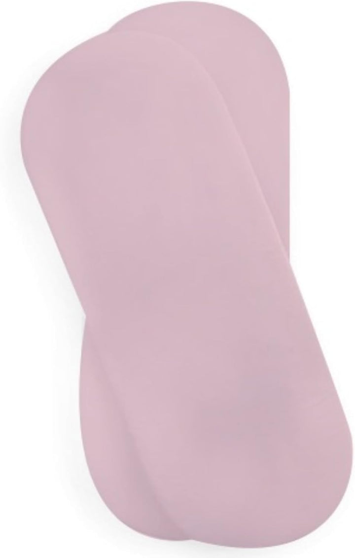 2 Pack Fitted Jersey Cotton Moses Basket Sheets 74 X 30 Cm (Pink)
