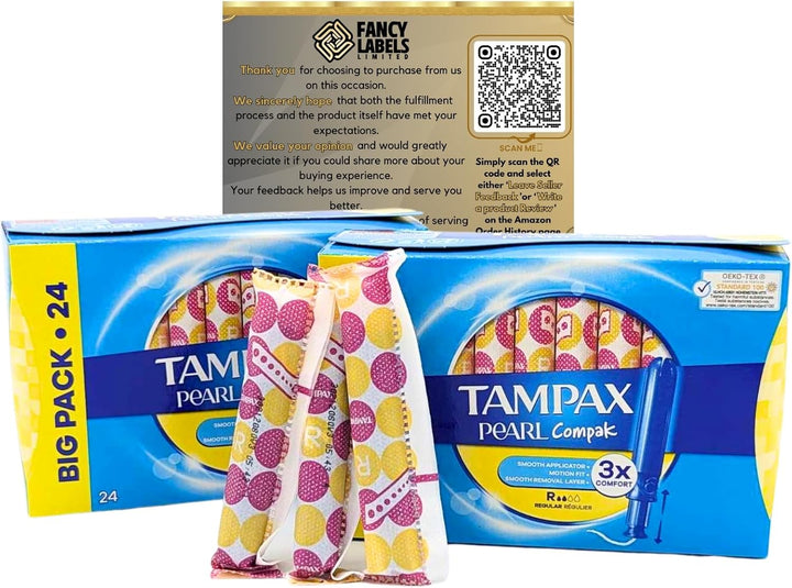 Tampons Multipack Bundle with 2X Tampax Compak Pearl Regular Tampons Applicator 24 Count - 48 Total Count - Comfort, Protection and Discretion