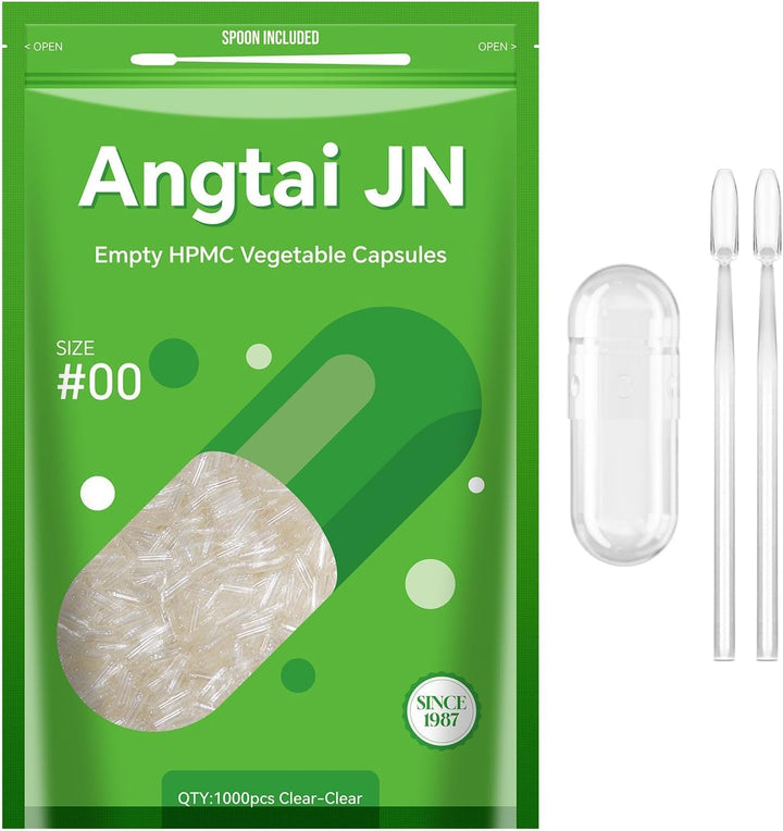 Empty Capsules, jn 100 Count Clear Vegetarian Capsules, Size 00 DIY Pill Capsules Filling Empty Caps with Micro Lab Spoon, Kosher, ISO9001, Gluten Free, Halal Certified, Non-Gmo Certified