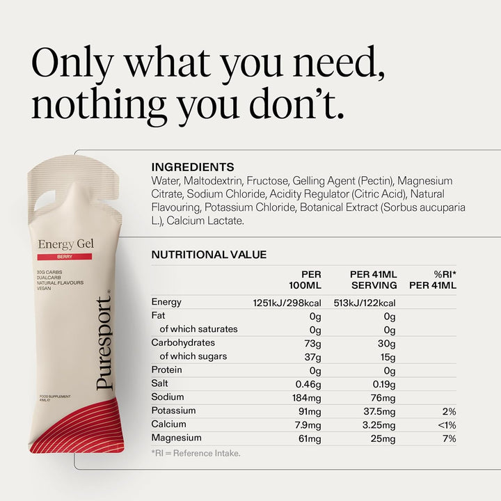 Energy Gels (Berry/6 Pack) | Fast-Release 30G Dualcarb Running Gels | Gentle on Stomach, Natural Flavours & Vegan | Simple Fuelling Energy Gel for Running, Recovery & Endurance Sports