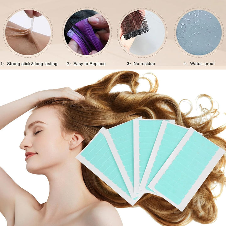 60 Pcs Hair Extension Tape Tabs,Hair Extension Tapes Human Hair Weft Replacement,Double Sided Adhesive Extension Tapes for Hair Extensions,Wigs and Hairpieces Replacement(4 X 0.8Cm)