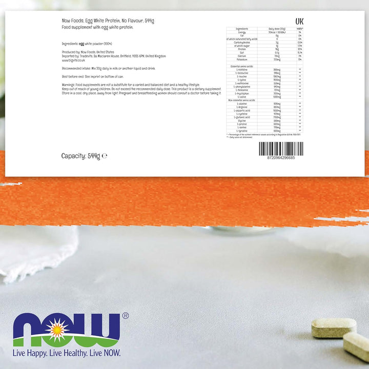 Foods, Egg White Protein (Eiklar Protein), Neutral in Taste, 544 G Protein Powder, Laboratory Tested, Gluten Free, Vegetarian, Soy Free, No Genetic Engineering, No Sugar