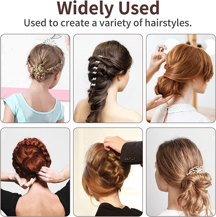 U Shaped Hair Pins, 200 Count Buns Waved U-Shaped Hair Pins for Updos with Box for Women Lady Girls Bobby Pins French Historical Hair Pin Hair Styling Pins Hair Accessories (Brown, 2.4 Inch)