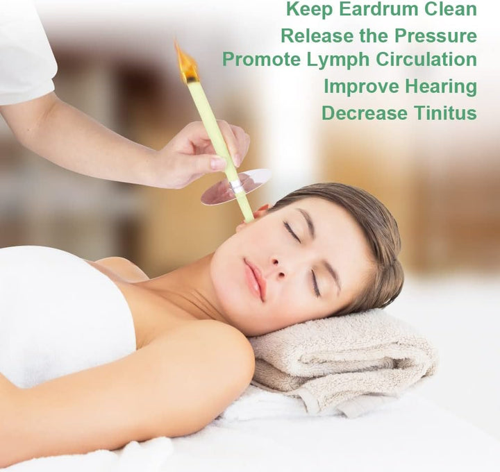 Ear Candles, 10 Pcs Natural Beeswax Ear Candles, 100% Non-Toxic Cylinders Fragrance Hollow Candles, Ear Wax Remover Candle Kit for Blocked Ears (Beige-1Op)