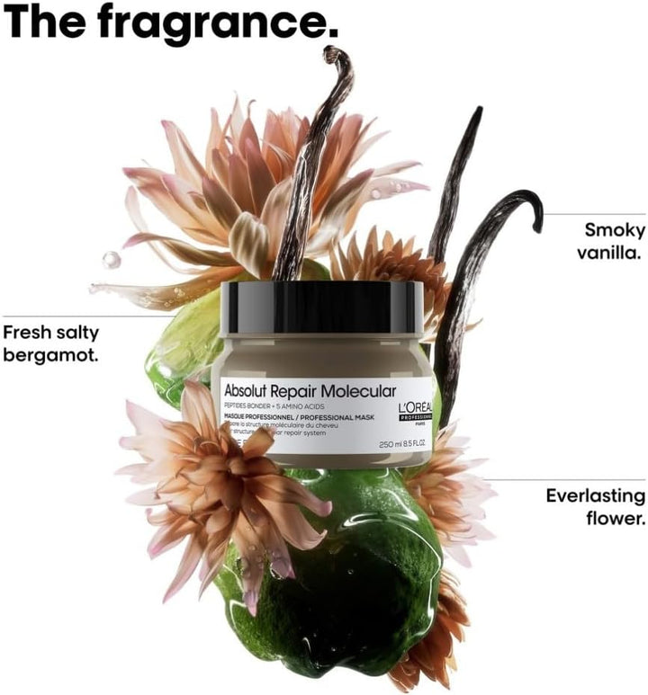 L’Oréal Professionnel Absolut Repair Molecular Hair Mask 250Ml, for Extremely Damaged Hair, Rinse off Hair Treatment, Molecular Bond Repair, Instant Smoothness & Shine