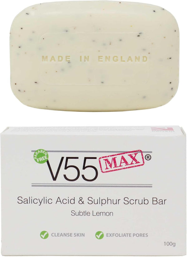 Salicylic Acid, Tea Tree Oil and Sulphur Soap Scrub for Spots Blackheads Milia Blemishes Problem Skin Suitable and Safe for Those Prone to Acne - Paraben and Cruelty FREE - 100 G