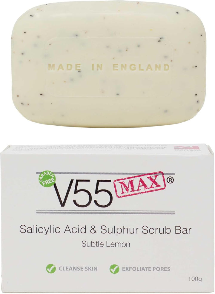 Salicylic Acid, Tea Tree Oil and Sulphur Soap Scrub for Spots Blackheads Milia Blemishes Problem Skin Suitable and Safe for Those Prone to Acne - Paraben and Cruelty FREE - 100 G