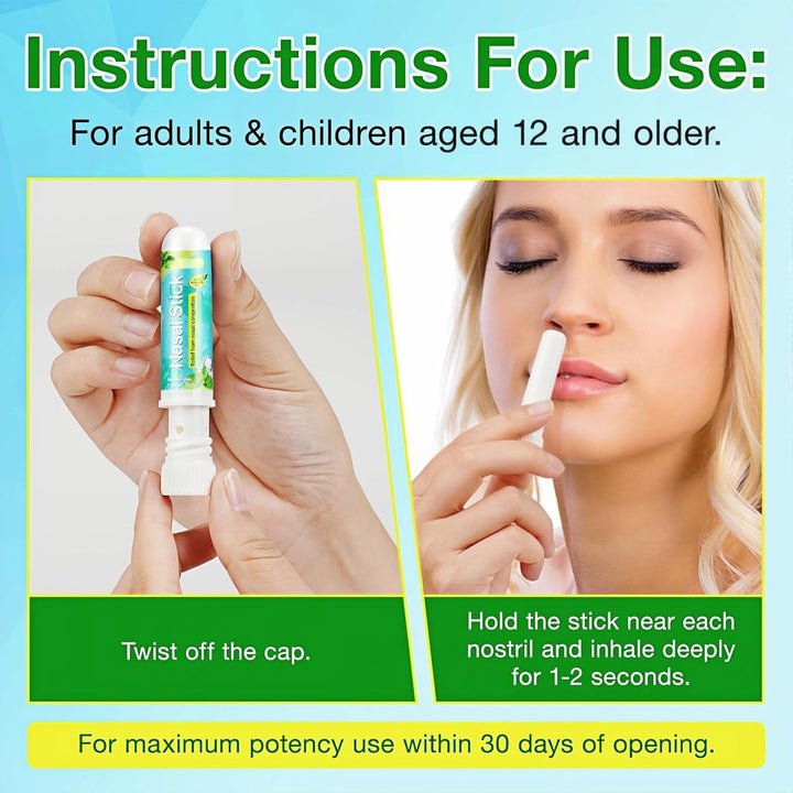 4 Pack Nasal Stick, Natural Refreshing Nasals Inhaler Stick, Nasal-Inhaler Blocked, Herbal Lung Cleansing Inhaler, Instant Relief for Stuffy Noses, Enhances Breathing & Focus