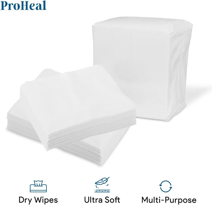 Disposable Dry Wipes, 50 Pack – Ultra Soft Non-Moistened Cleansing Cloths for Adults, Incontinence, Baby Care, Makeup Removal – 9.5" X 13.5" - Hospital Grade, Durable