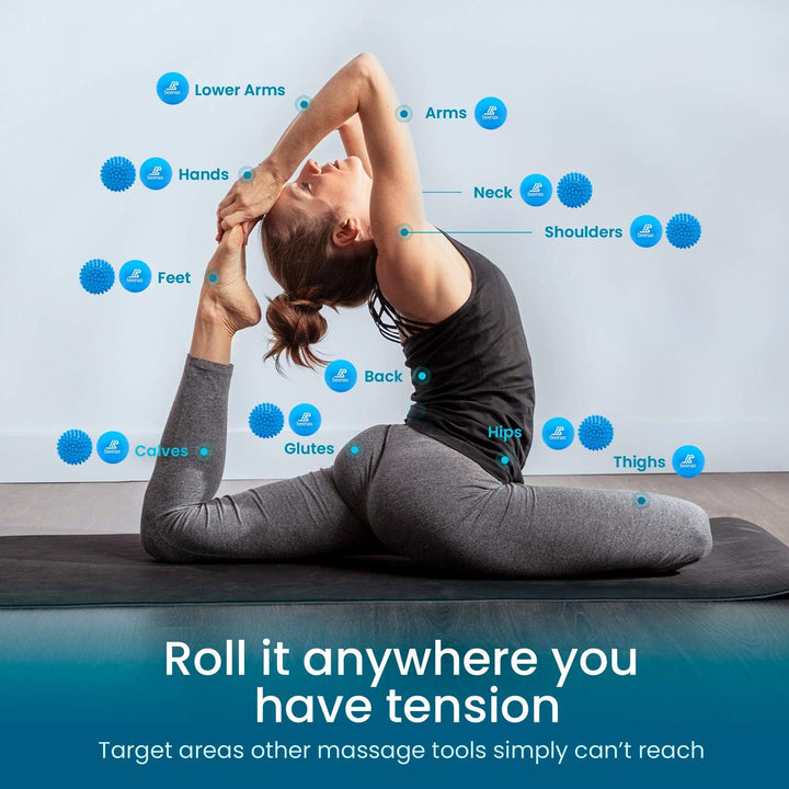 Lacrosse & Hard Spiky Massage Ball Set - Trigger Point, Myofascial Release, Plantar Fasciitis, Deep Tissue, Muscle Relief, Yoga, Pilates, Physio, Rehab - Relieve Stress and Relax Tight Muscle