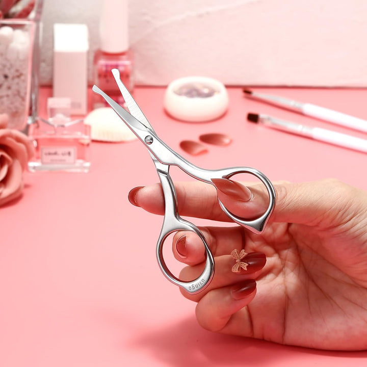 Professional Nose Hair Scissors – Small Safe Precision Trimming Shears with Rounded Tips, Sharp Stainless Steel for Nasal, Ear, Facial & Body Hair Grooming