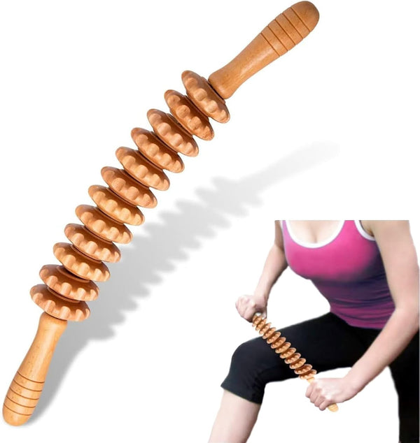 Curved Wood Therapy Massage Roller Tools,Lymphatic Drainage, Cellulite Massage & Wooden Muscle Roller Stick for Waist and Thigh, Stomach Rolling Massager Tool