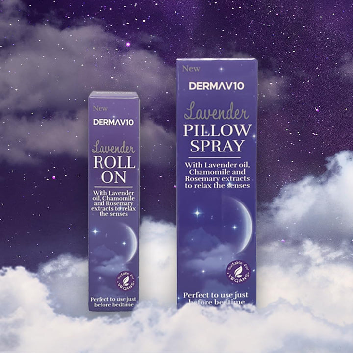 Derma V10 Pillow Spray, Lavender Oil, Chamomile and Rosemary Extract, Reduces Stress and Anxiety, Improves Sleep, Calms Body and Mind, Easy to Use, Vegan Friendly