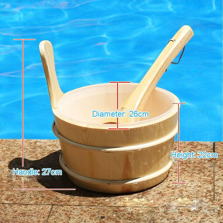 Wooden Bucket and Ladle Set 4L Capacity Water Bowl Barrel for Sauna Steam Accessories