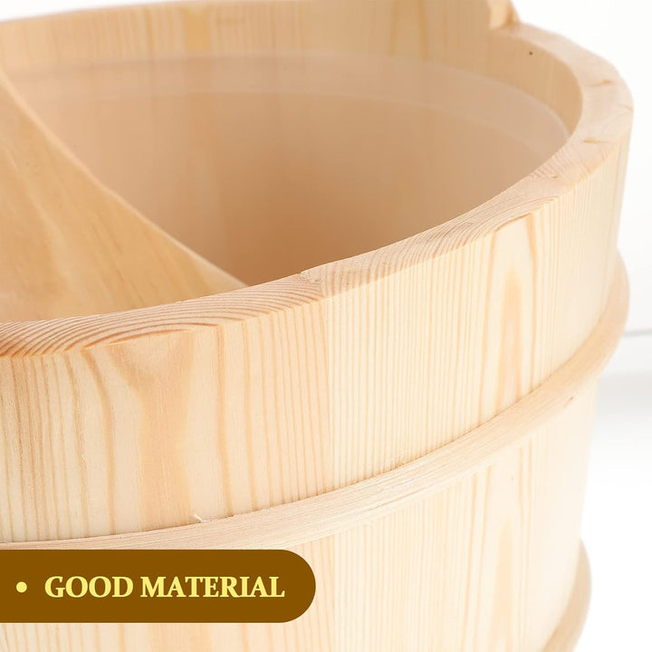 2Pcs Sauna Wooden Bucket and Ladle Set Sauna Water Bucket Wood Ladle Kit Barrel Set Sauna Steam Water Accessories (Neutral Style)