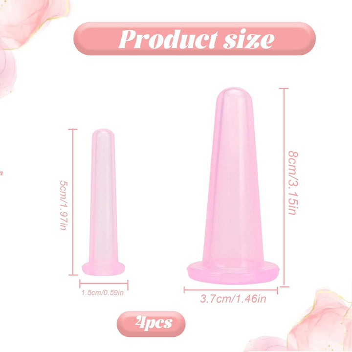 4PCS Facial Cupping Set,Silicone Cupping Therapy Set Vacuum Cup Kit,Facial Cupping Set for Face, Natural Facial Massage Cup for Face, Body, Neck, Back, Eye Massage, Facial Care, Anti-Aging Beauty Tool
