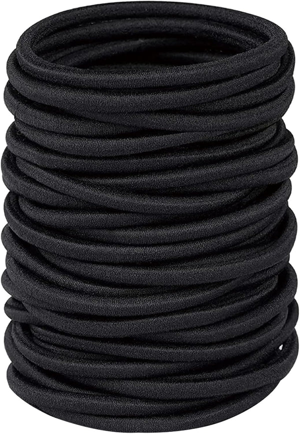 32Pcs Hair Bands for Women Thick Hair,4Mm Elastic Hair Ties for Girl,Black Hair Band Ponytail Holders,Hair Bobbles for Girls Men,Rubber Bands for Hair,Hair Accessories,Scrunchies for Women