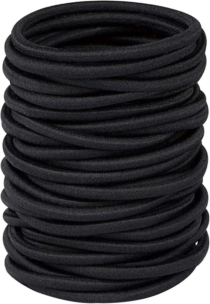 32Pcs Hair Bands for Women Thick Hair,4Mm Elastic Hair Ties for Girl,Black Hair Band Ponytail Holders,Hair Bobbles for Girls Men,Rubber Bands for Hair,Hair Accessories,Scrunchies for Women
