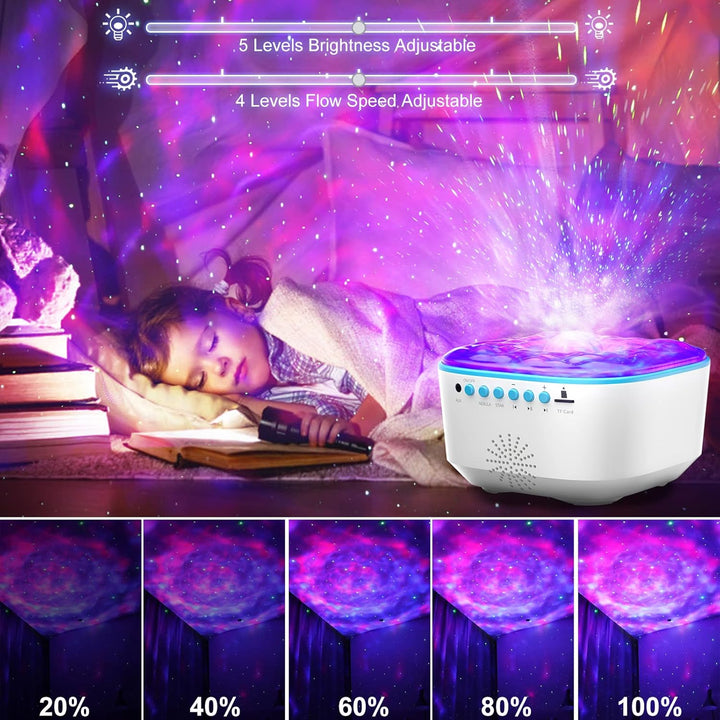 Galaxy Projector, Star Projector Night Light with Remote Control/Timer Function/Built-In Music, LED Projector Light with 8 Lighting Modes for Kids Adults Bedroom/Party/Gift (White)