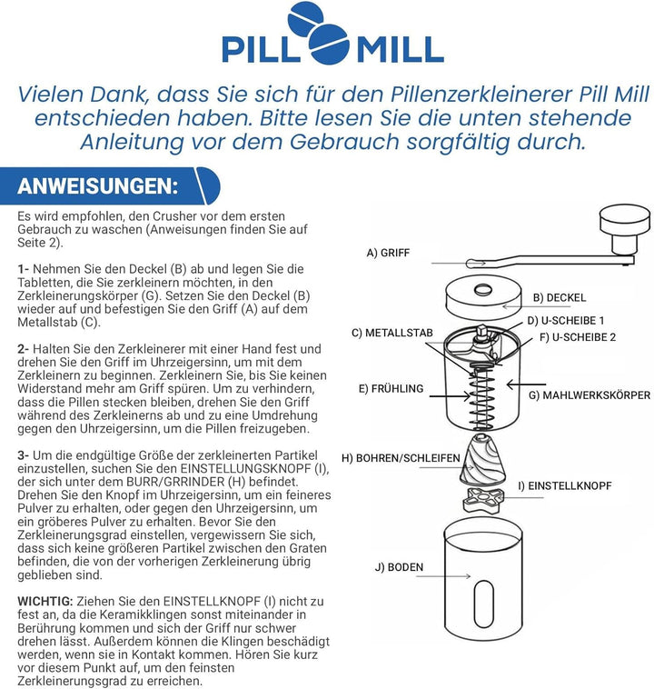 Pill Crusher - Crushes Multiple Tablets to a Fine Powder - Metal Medicine Grinder - Tablet Pulverizer Perfect for Travel - Great for Feeding Tube Use, Pets or Easier Medicine Intake for Kids