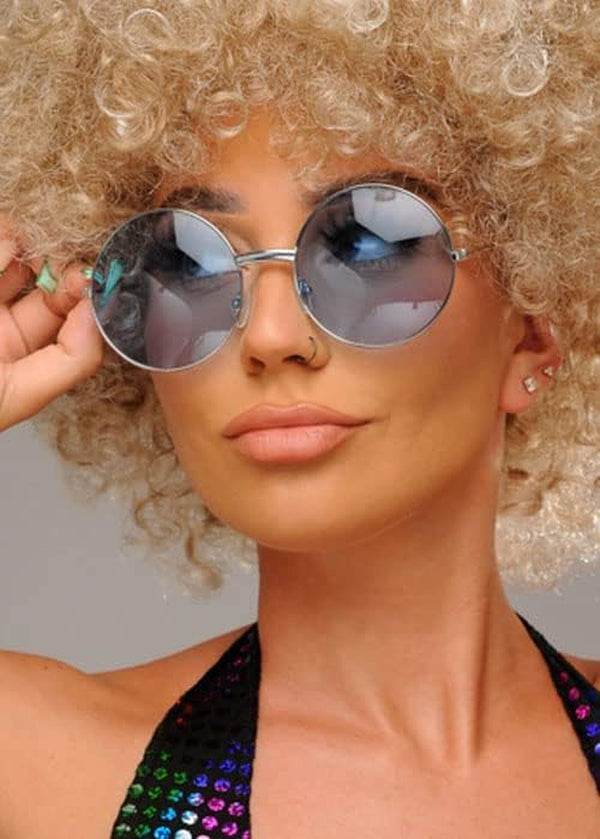 Large 1970S Disco round Blue Glasses