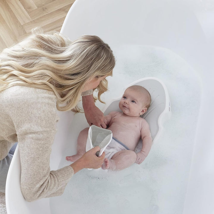 | Newborn Baby Bath Support | Ergonomic Soft-Touch Seat | Lightweight Non-Slip Base | Hygienic & Compact | Perfect for Babies up to 6 Months / 9 Kg | White & Grey