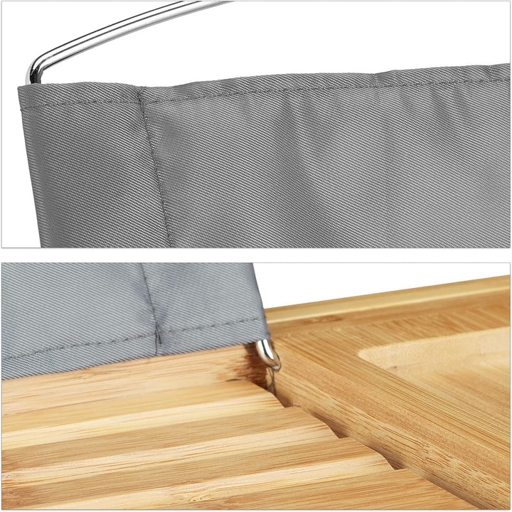 Bamboo Bathtub Caddy, Wooden Bathroom Rack with Bookstand, Extendable, HWD: 19 X 107.5 X 23 Cm, Natural