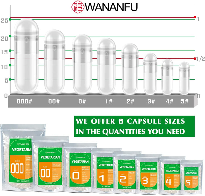 Size 1 Empty Capsules Vegetarian (100 Count) Bundle with Micro Lab Spoon with Powder Tamper, Compatible with Capsule Filling Machine