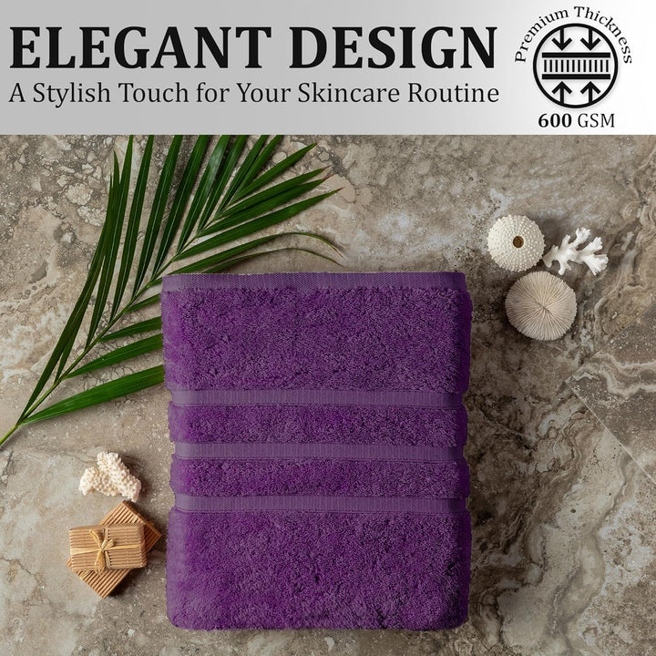 4 Packs Zero Twist Face Cloths 33X33Cm - 100% Cotton Washcloths Absorbent & Super Soft Hotel Quality Towels | Oeko-Tex Certified (4, Plum Purple)