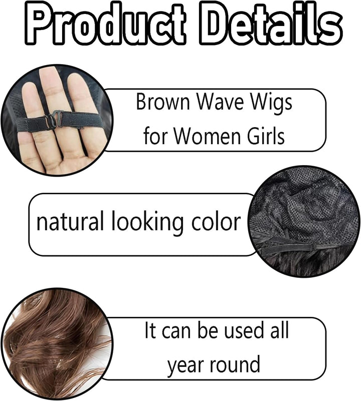 1 Pcs Ladies Wigs, 65 Cm Long Curly Ladies Fancy Dress Synthetic Hair Brown Wigs for Women Charming Full Hair Long Replacement Brown Curly Cosplay Party, Daily Use