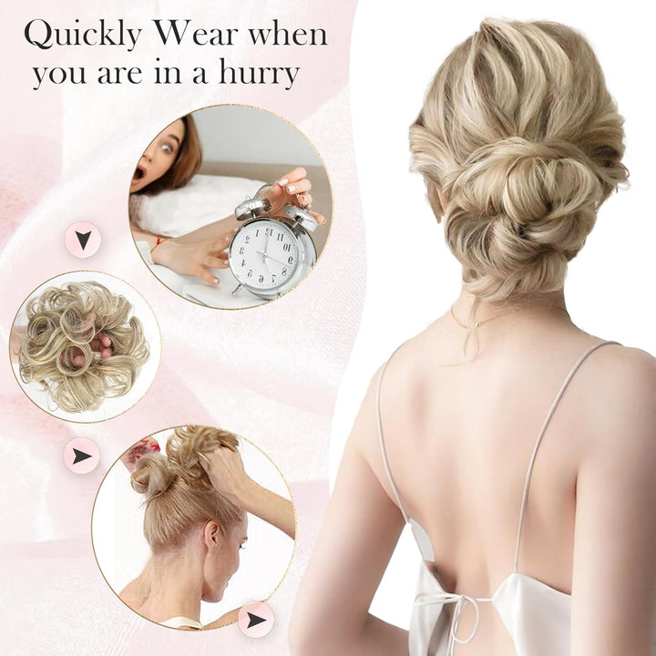 Messy Bun Hair Piece for Women,Curly Wavy Hair Scrunchies Bun Extensions Hairpieces,Synthetic Hair Chignons Accessories Updo for Girls(18/22#,35G)