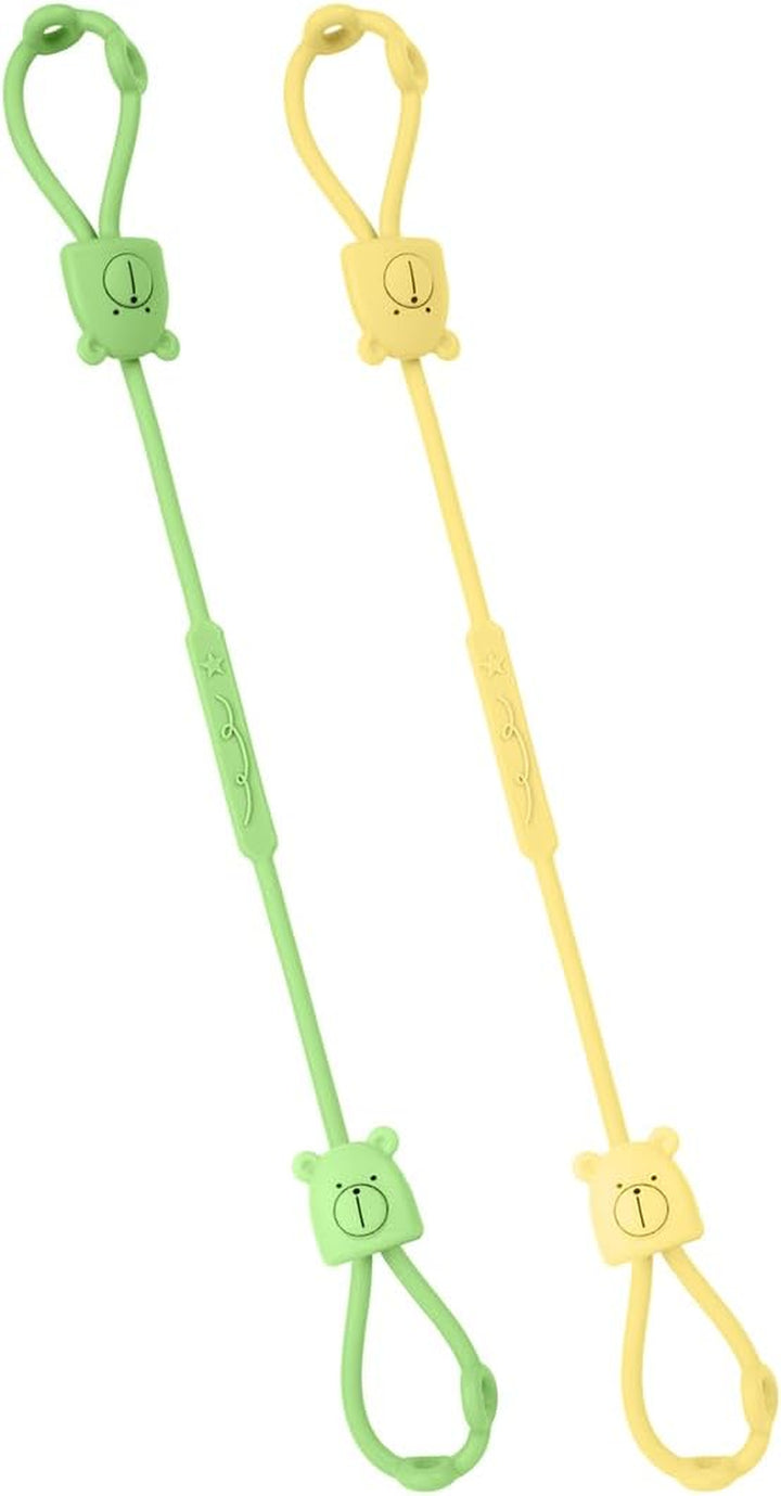 Silicone Toy Clip, 4Pcs Toy Safety Straps, Food Grade Silicone Pacifier Clips Sippy Cup Strap, Adjustable Stroller Pacifier Strap Hanging Toys, Baby Toy anti Drop Chain (Blue/Green)