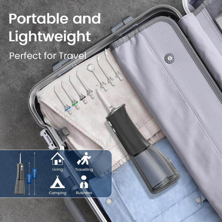 Water Flosser for Teeth Cordless, Professional Oral Irrigator 5 Modes & 4 Jet Tips USB-C Rechargeable Teeth Cleaner Portable 300ML Dental Tooth Care Tool Kits Home Use Travel (Black)