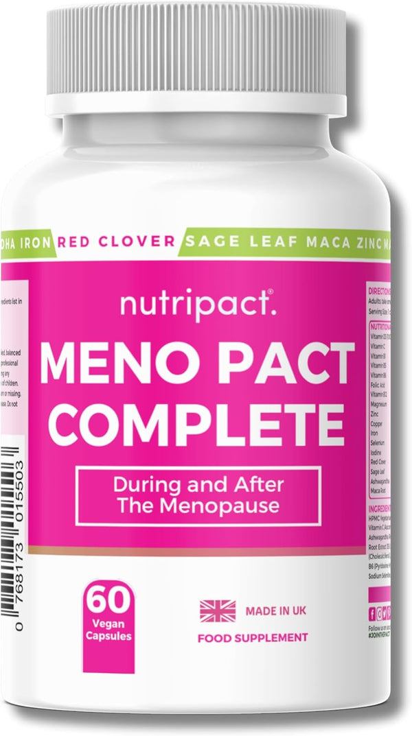 Perimenopause & Menopause Support Supplement – 17-In-1 Complex - Herbal Extracts, Vitamins & Minerals - Formulated by Women’S Health Experts - 60 Vegan Capsules – Meno Pact Complete - UK