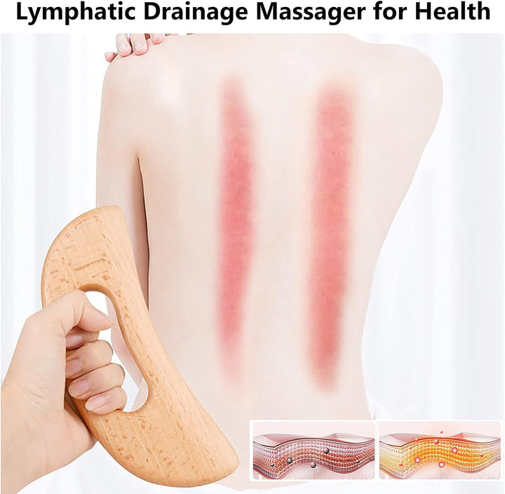 Lymphatic Drainage Massager, Wooden Gua Sha Tool, Manual Massage Scraper for anti Cellulite and Relieve Muscle Fatigue, Body Gua Sha Paddle