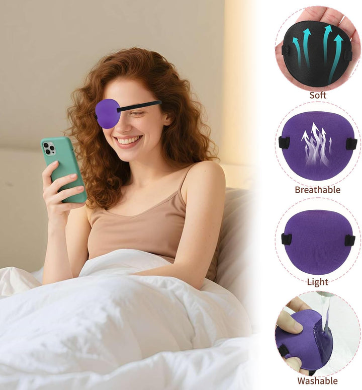 6Pcs Eye Patch, 3D Adjustable Medical Eye Patch for Adults and Kids, Amblyopia Lazy Eyes Patches for Left or Right Eyes, 6 Colors Soft Eyepatches