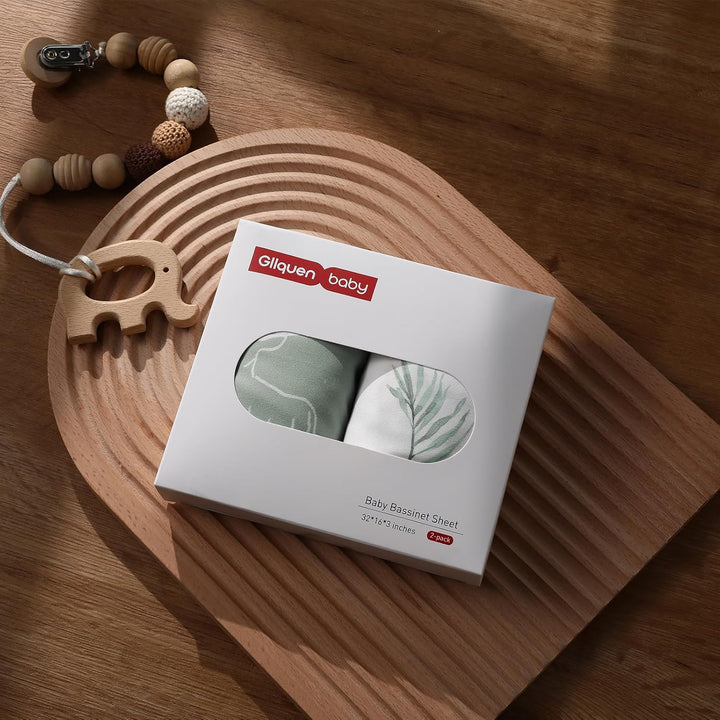 2 Pack Moses Basket Fitted Sheets, Newborn Pram Sheets Fitted, 100% Microfiber Oeko-Tex100 Cozy and Breathable Crib Baby Bassinet Sheets for Boy and Girl, Easy Care Soft Fitted Sheet