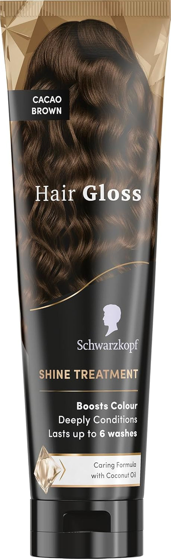Hair Gloss Shine Treatment Cacao Brown 150Ml, Semi-Permanent Hair Dye, Temporary Hair Treatment to Condition and Colour Hair, Contains Coconut Oil, Enhances Colour and Reduces Breakage