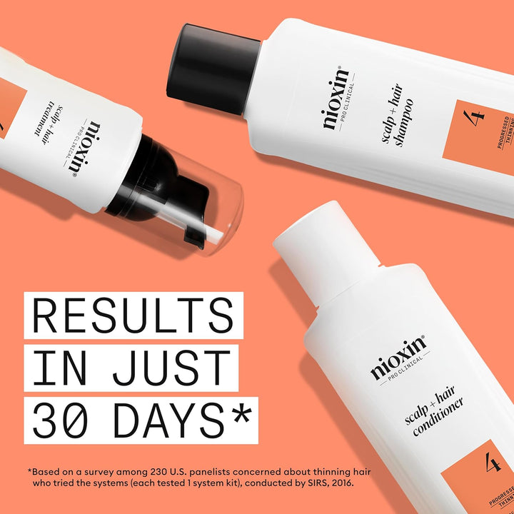 Nioxin System 4 - Hair Thickening System for Damaged Hair with Progressed Thinning - Biotin & Niacinamide - Shampoo, Conditioner, Serum