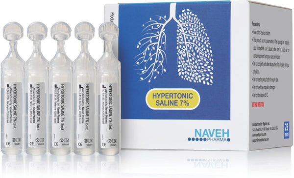 RSV Hypertonic Saline Solution 7% for Any Nebulizer Machine for Adults & Kids - Diluent for Inhalators & Nasal Devices, Helps Clear Lungs and Congestion (25 Sterile Bullets of 5 ML)